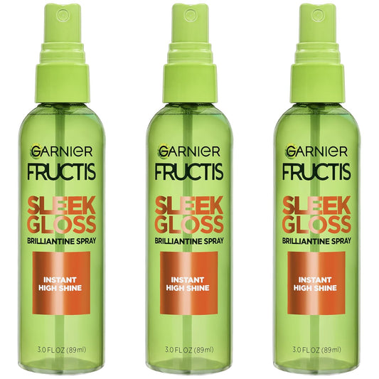 Garnier Fructis Style Brilliantine Shine Glossing Spray for High Shine Finish, Argan Oil, 3 Fl Oz, 3 Count (Packaging May Vary)